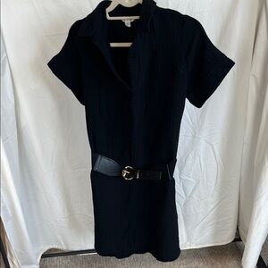 3dots Collared Short Sleeve Dress L belt not included